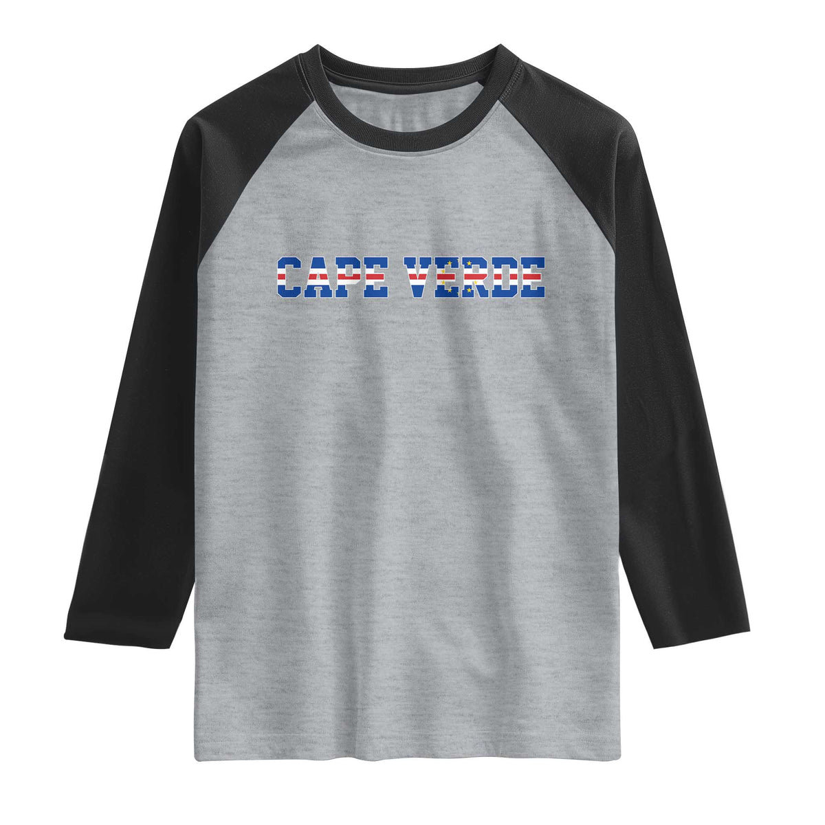 Cabo Verde Flag Cabo Verdean Pride Raglan Shirt TS14 Heather Gray Black Print Your Wear
