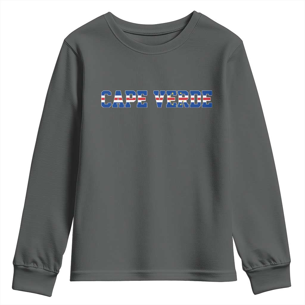 Cabo Verde Flag Cabo Verdean Pride Youth Sweatshirt TS14 Dark Heather Print Your Wear