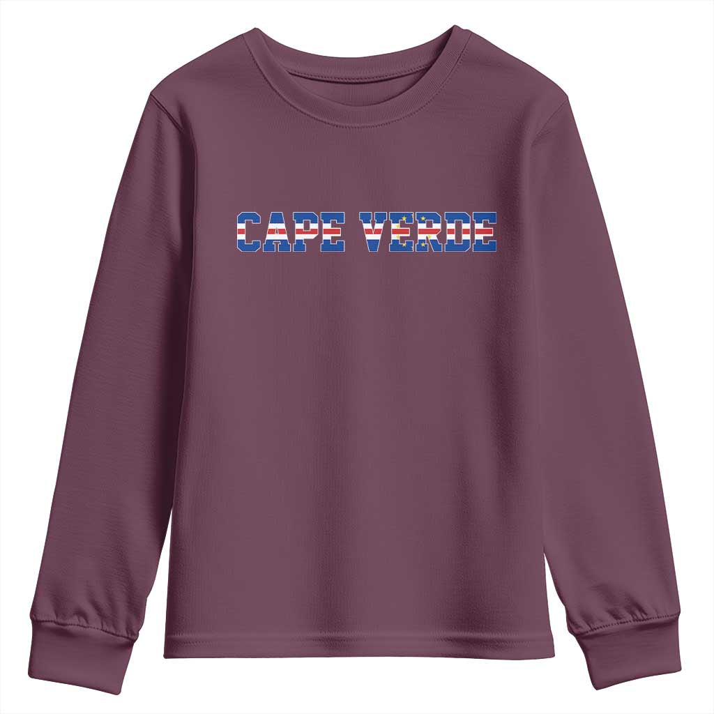 Cabo Verde Flag Cabo Verdean Pride Youth Sweatshirt TS14 Maroon Print Your Wear