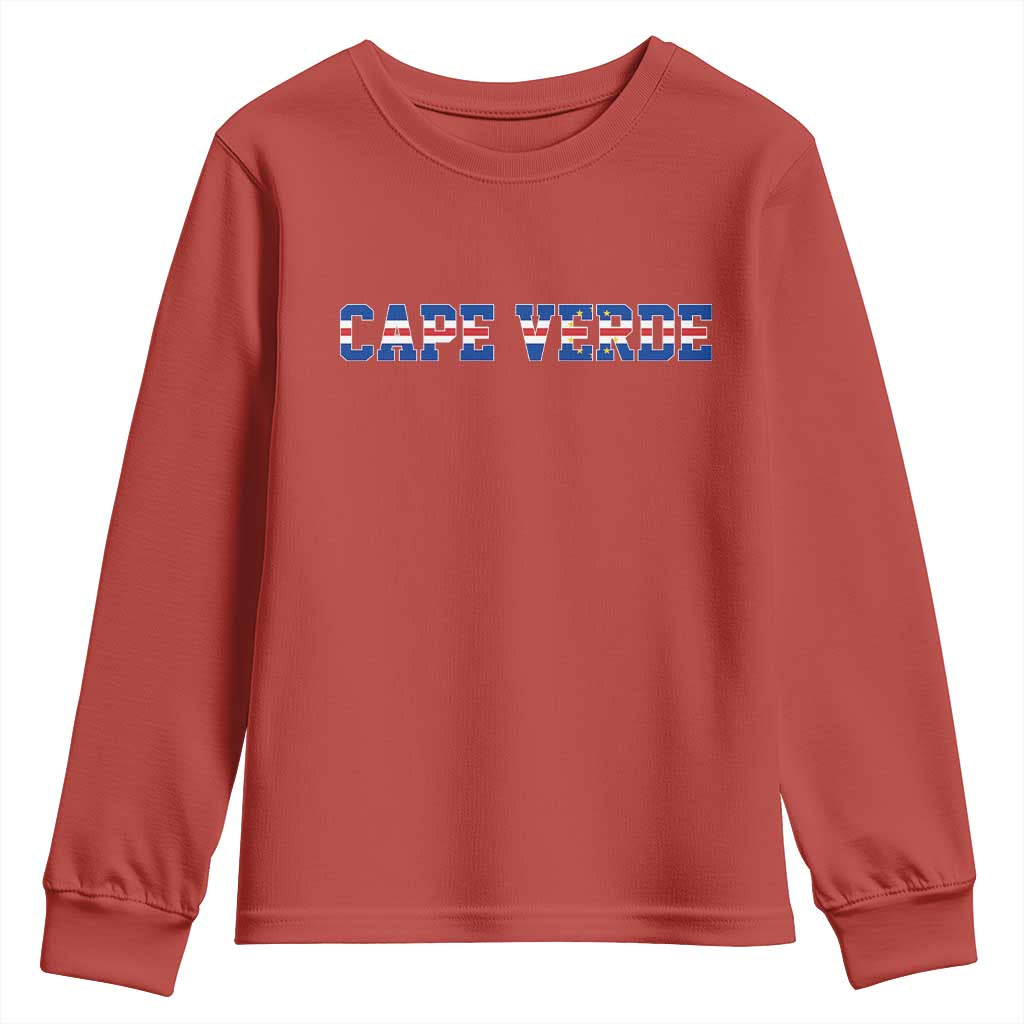 Cabo Verde Flag Cabo Verdean Pride Youth Sweatshirt TS14 Red Print Your Wear