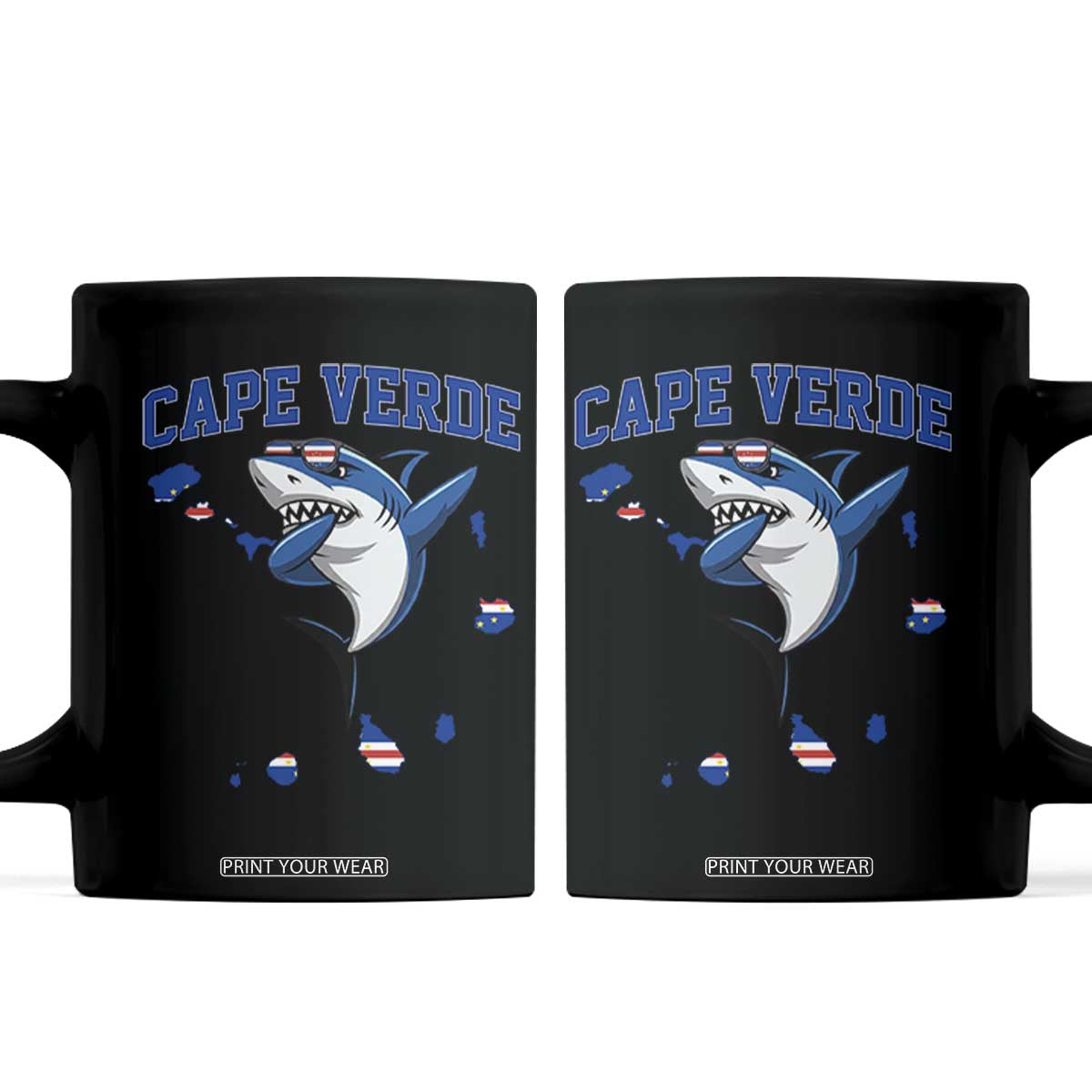 Cape Verde Flag Map Shark Cape Verdean Roots Coffee Mug TS14 Black Print Your Wear