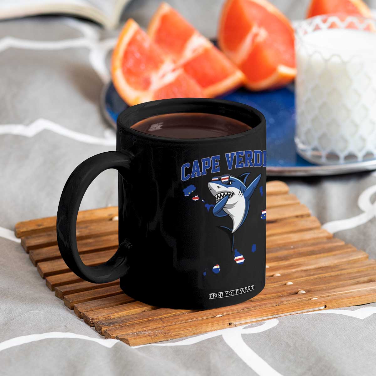 Cape Verde Flag Map Shark Cape Verdean Roots Coffee Mug TS14 Print Your Wear