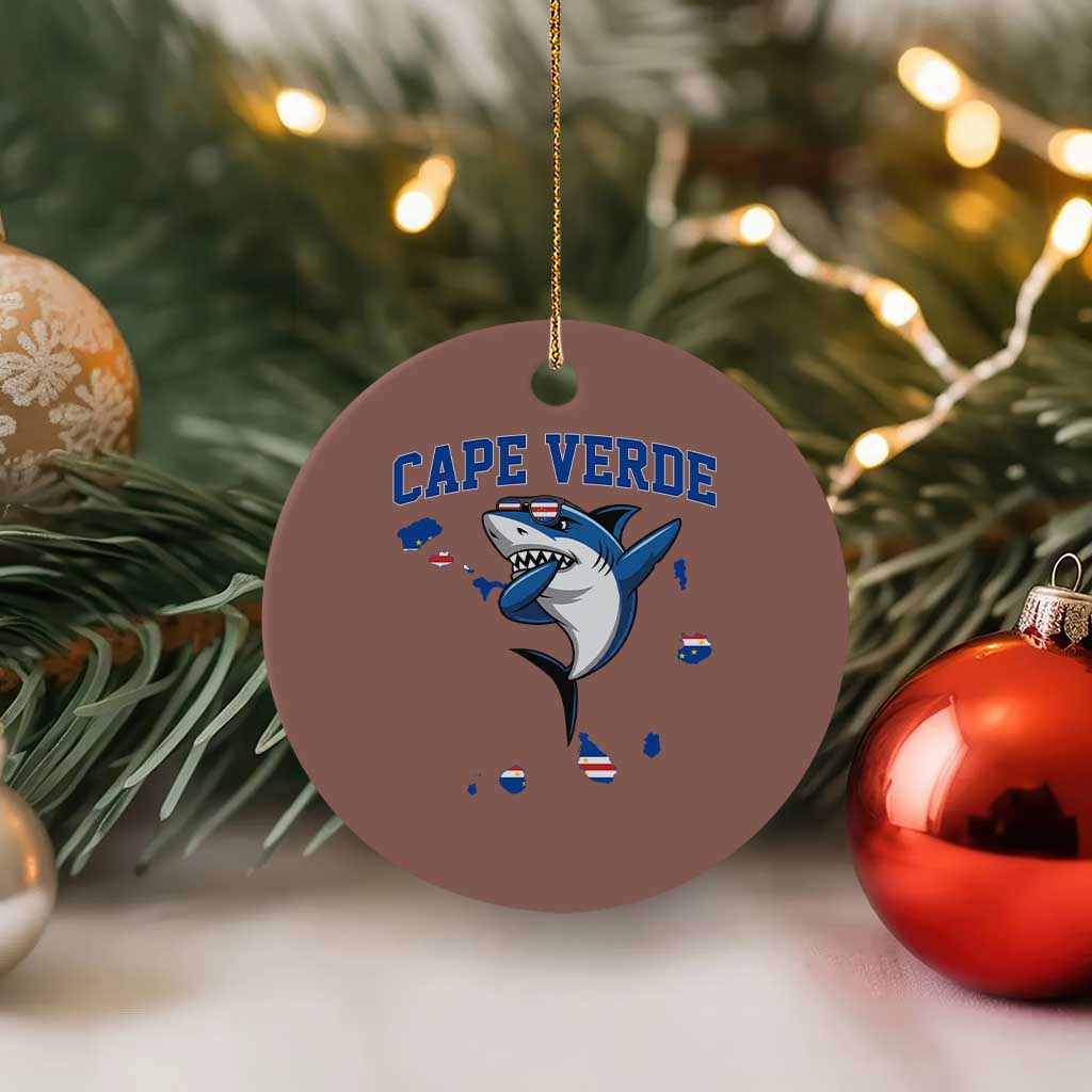 Cape Verde Flag Map Shark Cape Verdean Roots Ceramic Ornament TS14 1pc Mocha Print Your Wear