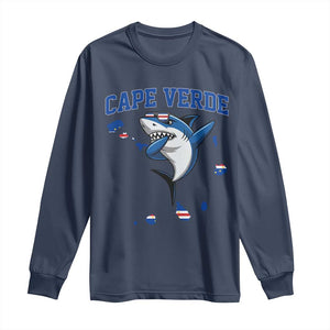 Cape Verde Flag Map Shark Cape Verdean Roots Long Sleeve Shirt TS14 Navy Print Your Wear