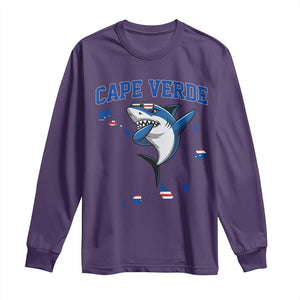 Cape Verde Flag Map Shark Cape Verdean Roots Long Sleeve Shirt TS14 Purple Print Your Wear