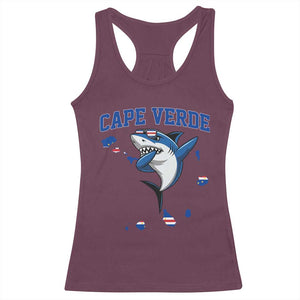 Cape Verde Flag Map Shark Cape Verdean Roots Racerback Tank Top TS14 Maroon Print Your Wear