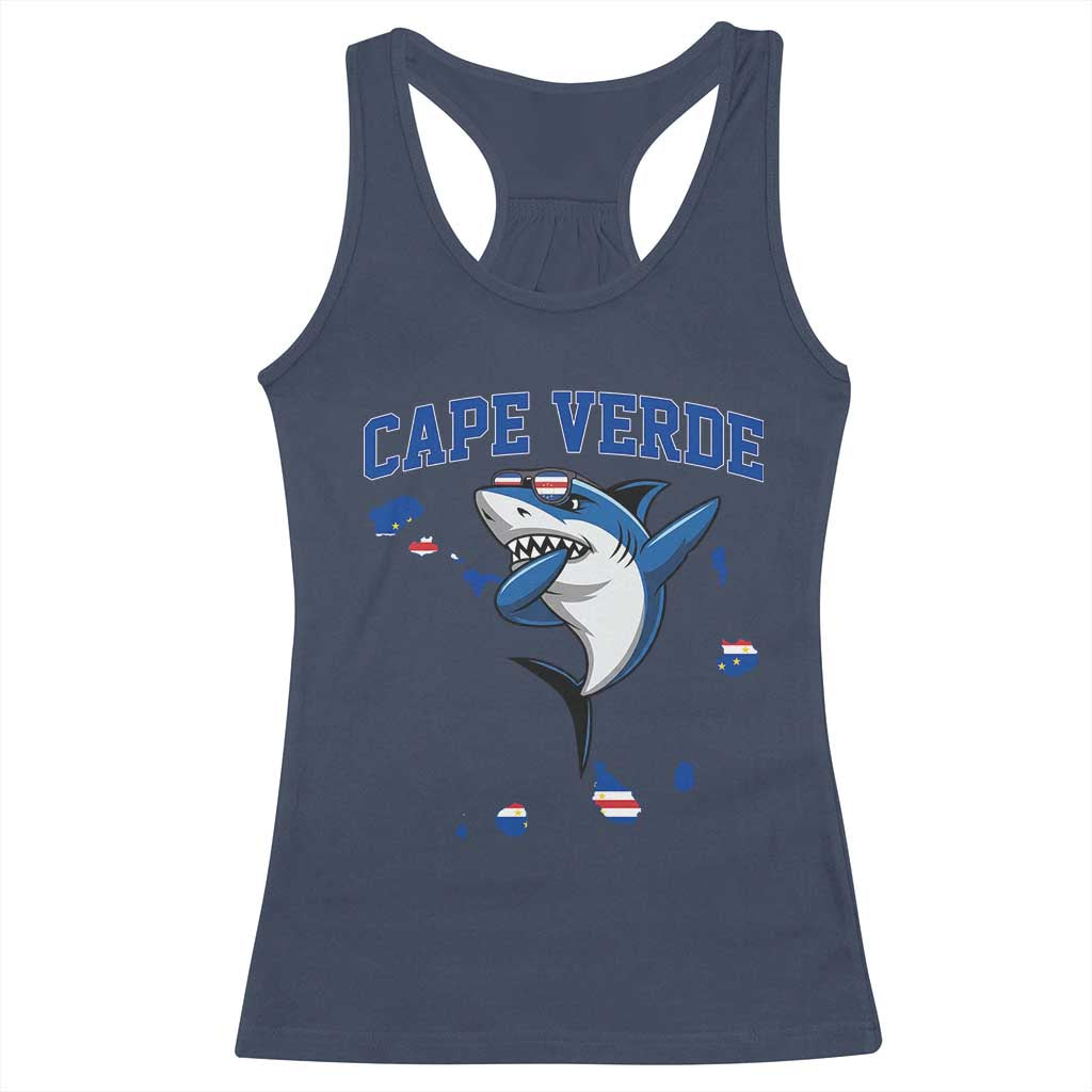 Cape Verde Flag Map Shark Cape Verdean Roots Racerback Tank Top TS14 Navy Print Your Wear