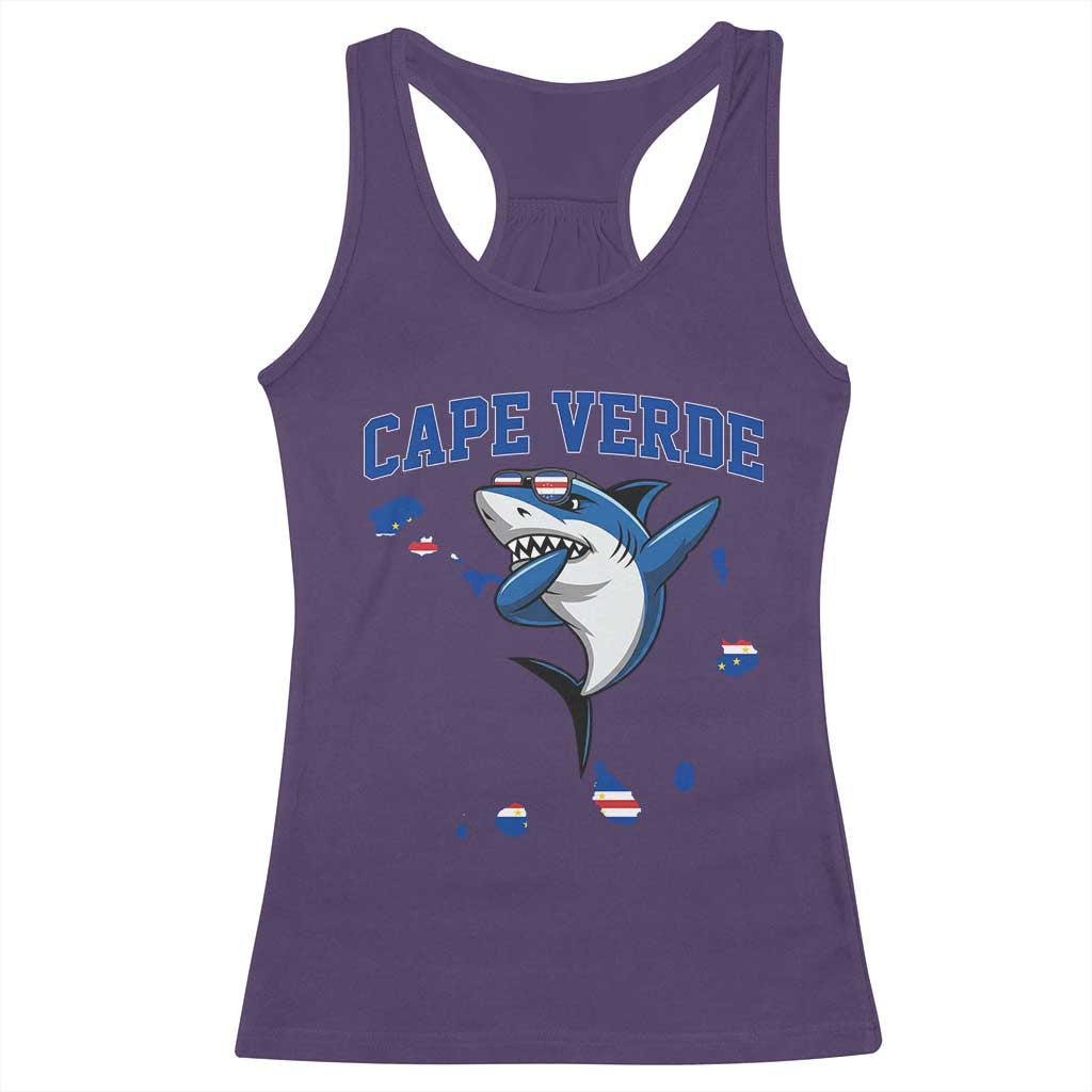 Cape Verde Flag Map Shark Cape Verdean Roots Racerback Tank Top TS14 Purple Print Your Wear