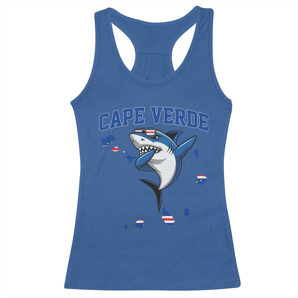 Cape Verde Flag Map Shark Cape Verdean Roots Racerback Tank Top TS14 Royal Blue Print Your Wear