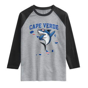 Cape Verde Flag Map Shark Cape Verdean Roots Raglan Shirt TS14 Heather Gray Black Print Your Wear