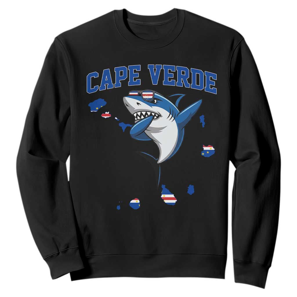 Cape Verde Flag Map Shark Cape Verdean Roots Sweatshirt TS14 Black Print Your Wear