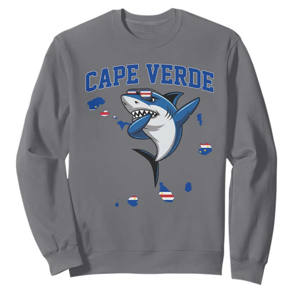 Cape Verde Flag Map Shark Cape Verdean Roots Sweatshirt TS14 Charcoal Print Your Wear