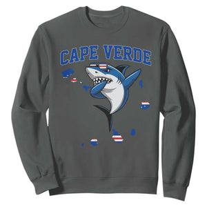 Cape Verde Flag Map Shark Cape Verdean Roots Sweatshirt TS14 Dark Heather Print Your Wear