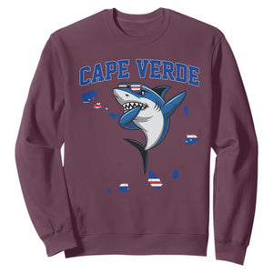 Cape Verde Flag Map Shark Cape Verdean Roots Sweatshirt TS14 Maroon Print Your Wear