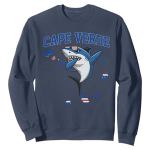 Cape Verde Flag Map Shark Cape Verdean Roots Sweatshirt TS14 Navy Print Your Wear