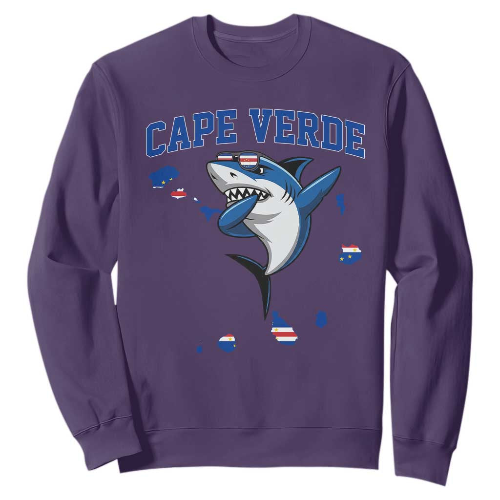 Cape Verde Flag Map Shark Cape Verdean Roots Sweatshirt TS14 Purple Print Your Wear