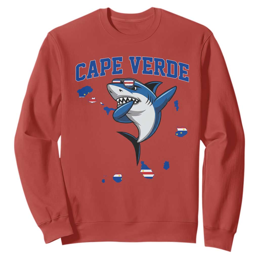 Cape Verde Flag Map Shark Cape Verdean Roots Sweatshirt TS14 Red Print Your Wear