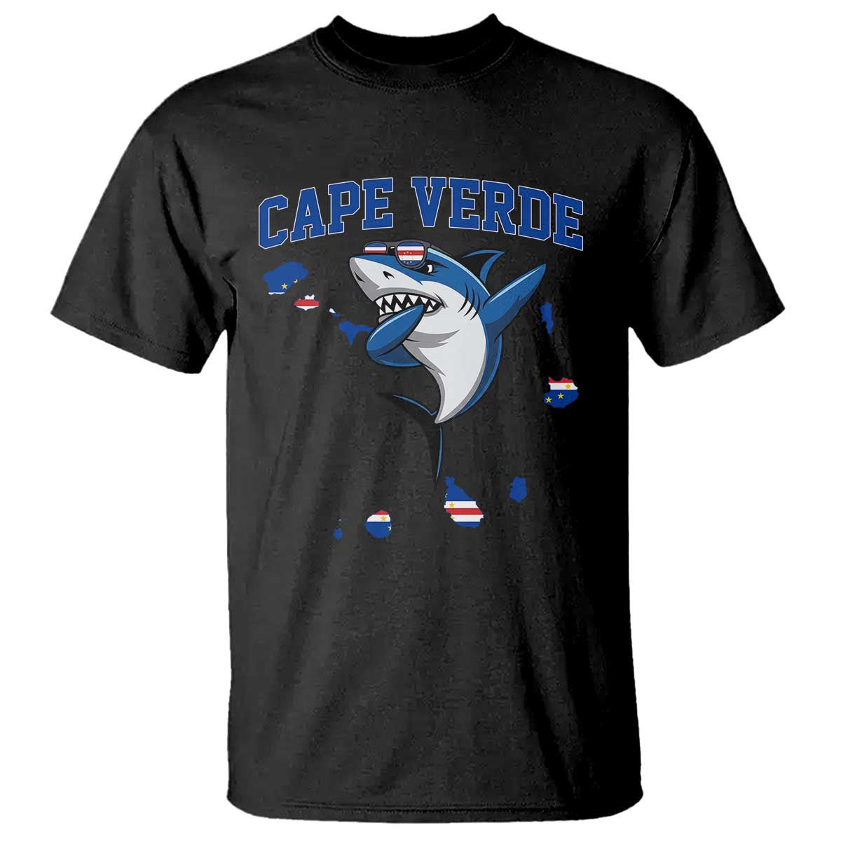 Cape Verde Flag Map Shark Cape Verdean Roots T Shirt TS14 Black Print Your Wear