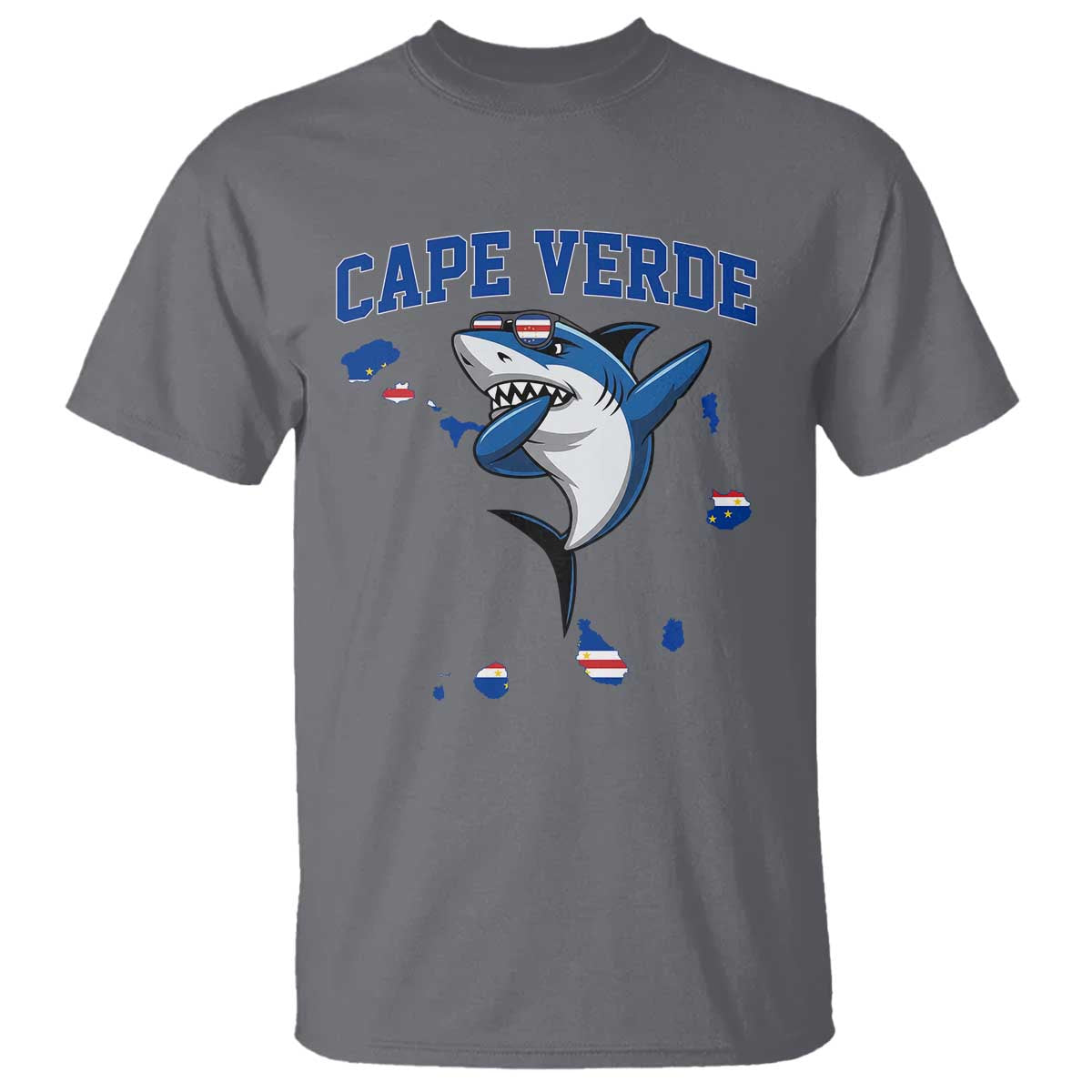 Cape Verde Flag Map Shark Cape Verdean Roots T Shirt TS14 Charcoal Print Your Wear