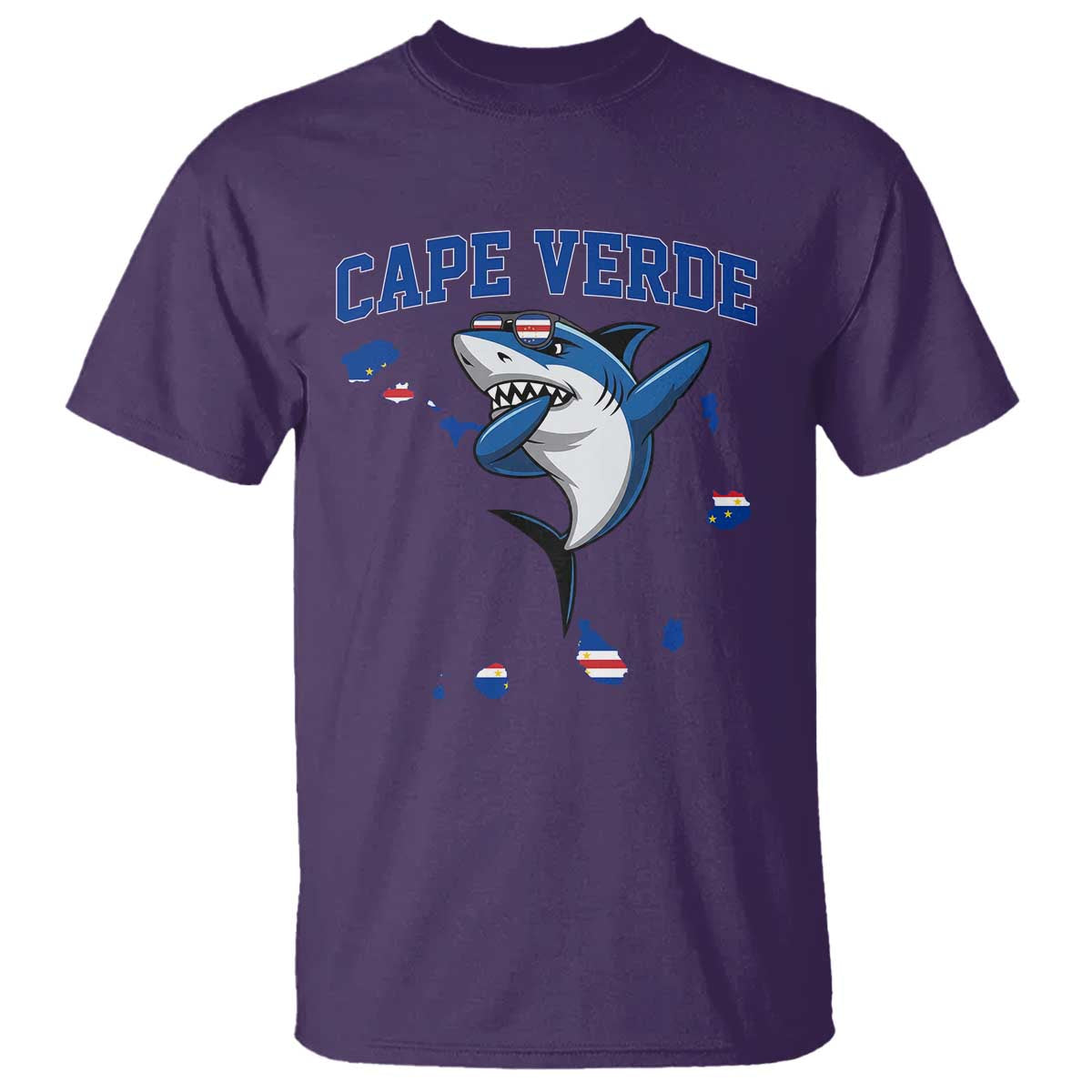 Cape Verde Flag Map Shark Cape Verdean Roots T Shirt TS14 Purple Print Your Wear