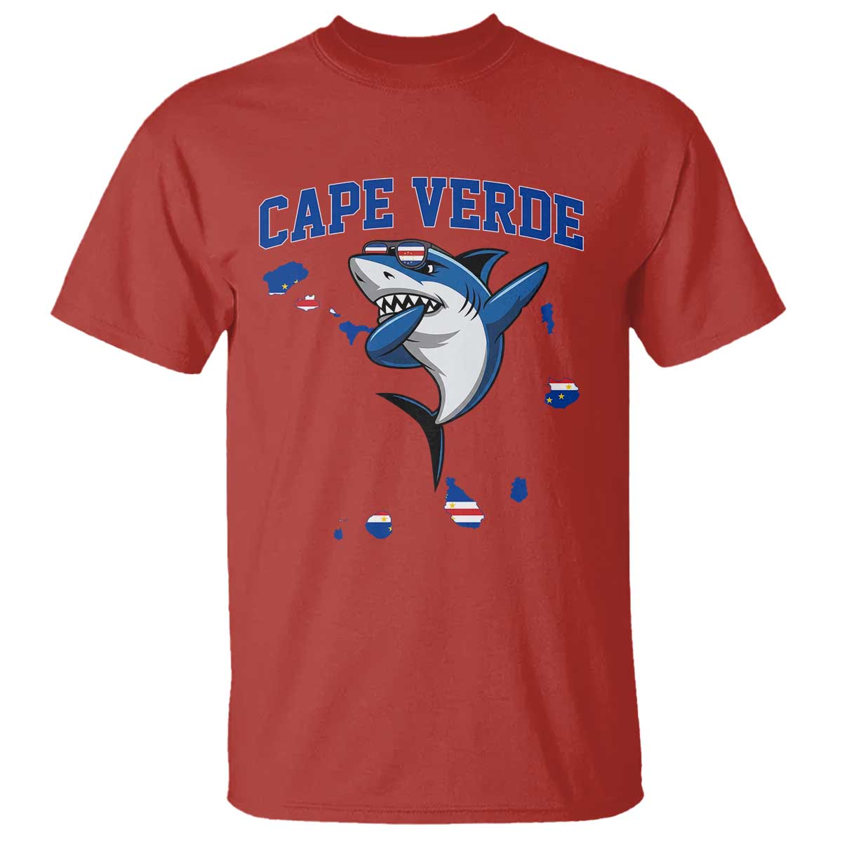 Cape Verde Flag Map Shark Cape Verdean Roots T Shirt TS14 Red Print Your Wear