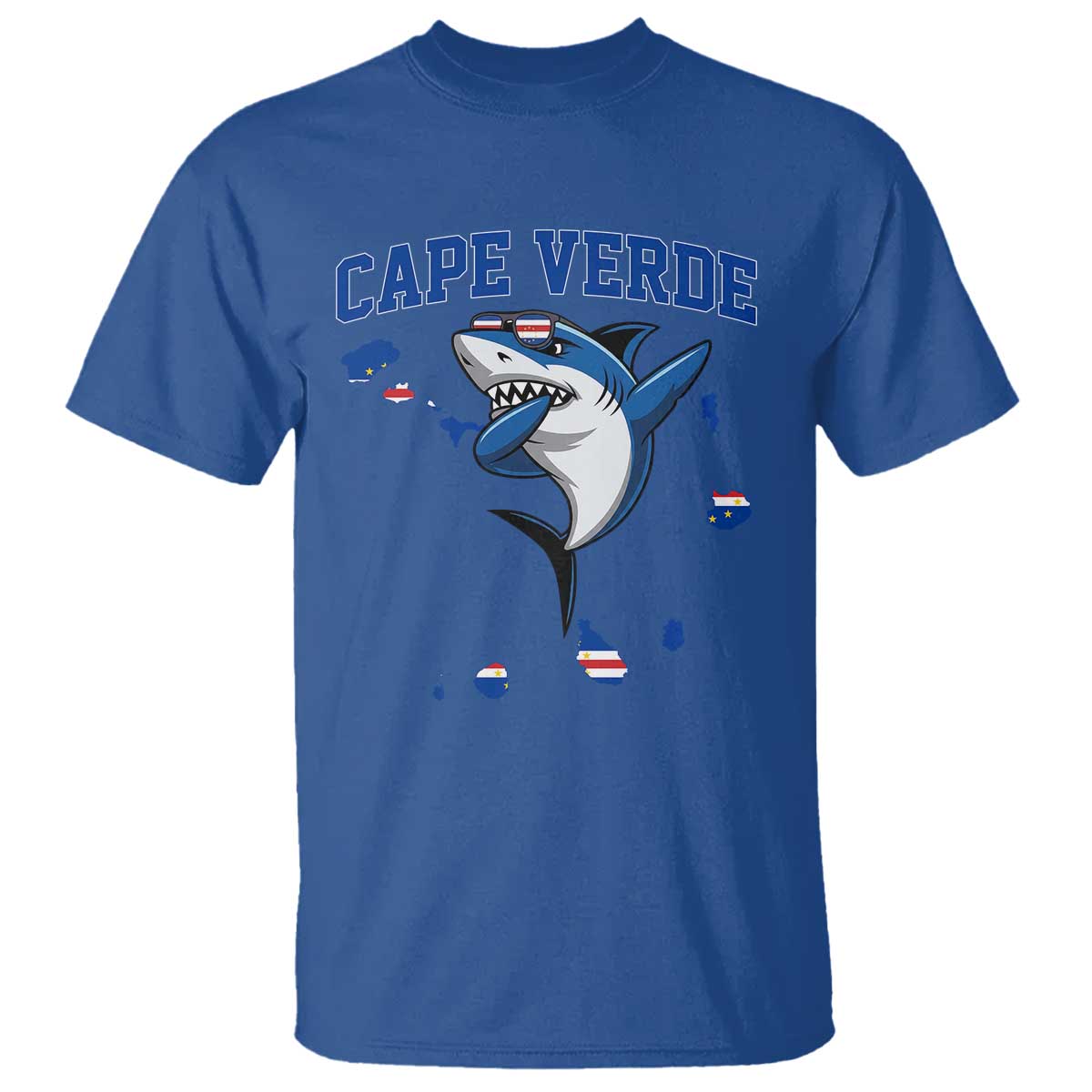 Cape Verde Flag Map Shark Cape Verdean Roots T Shirt TS14 Royal Blue Print Your Wear