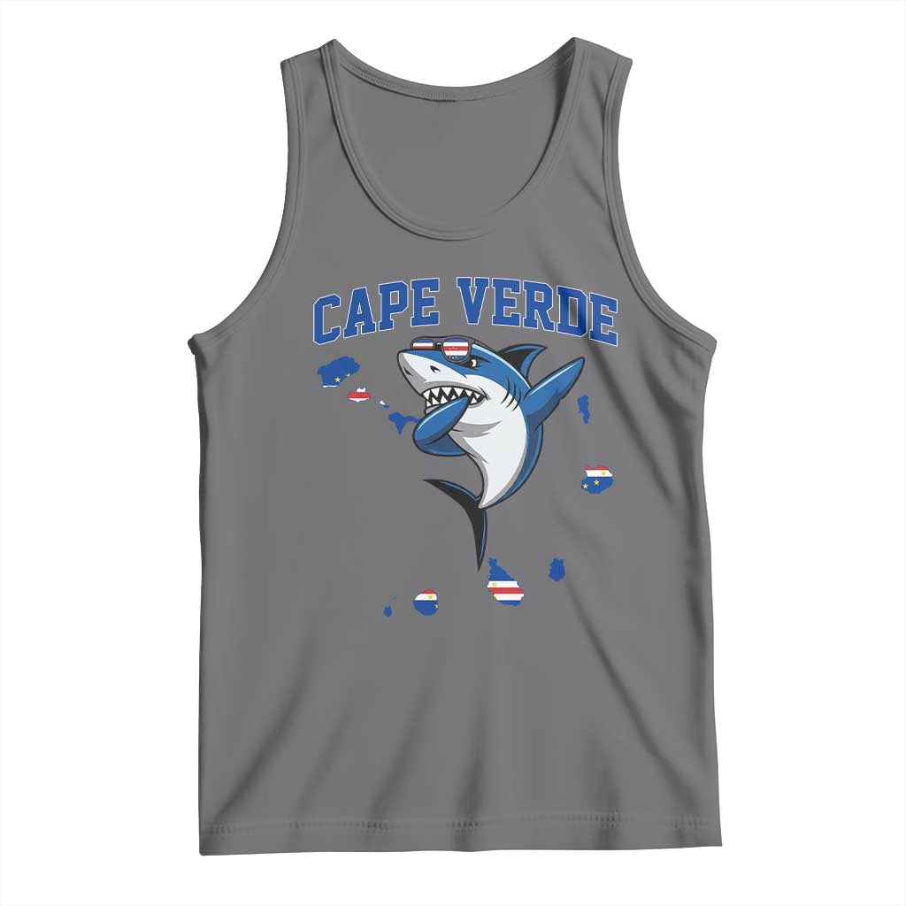 Cape Verde Flag Map Shark Cape Verdean Roots Tank Top TS14 Black Heather Print Your Wear