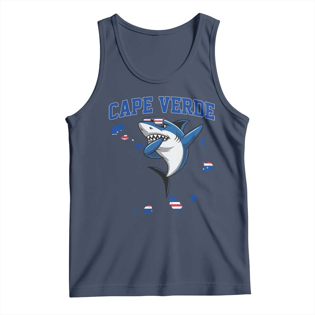 Cape Verde Flag Map Shark Cape Verdean Roots Tank Top TS14 Navy Print Your Wear