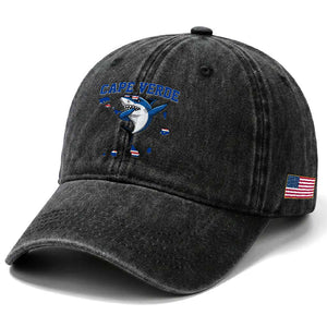 Cape Verde Flag Map Shark Cape Verdean Roots Washed Cotton Baseball Cap TS14 Print Your Wear
