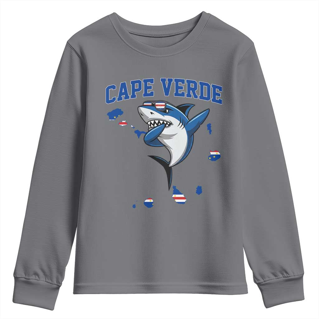 Cape Verde Flag Map Shark Cape Verdean Roots Youth Sweatshirt TS14 Charcoal Print Your Wear