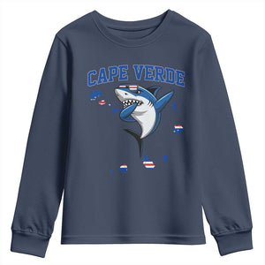 Cape Verde Flag Map Shark Cape Verdean Roots Youth Sweatshirt TS14 Navy Print Your Wear