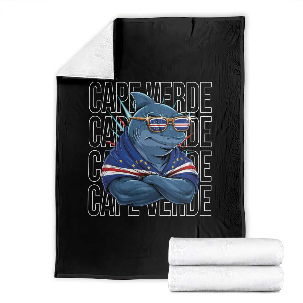 Cape Verde Flag Shark Cape Verdean Roots Cabo Verde Throw Blanket TS14 Black Print Your Wear