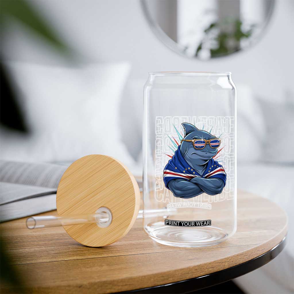 Cape Verde Flag Shark Cape Verdean Roots Cabo Verde Glass Can TS14 Print Your Wear