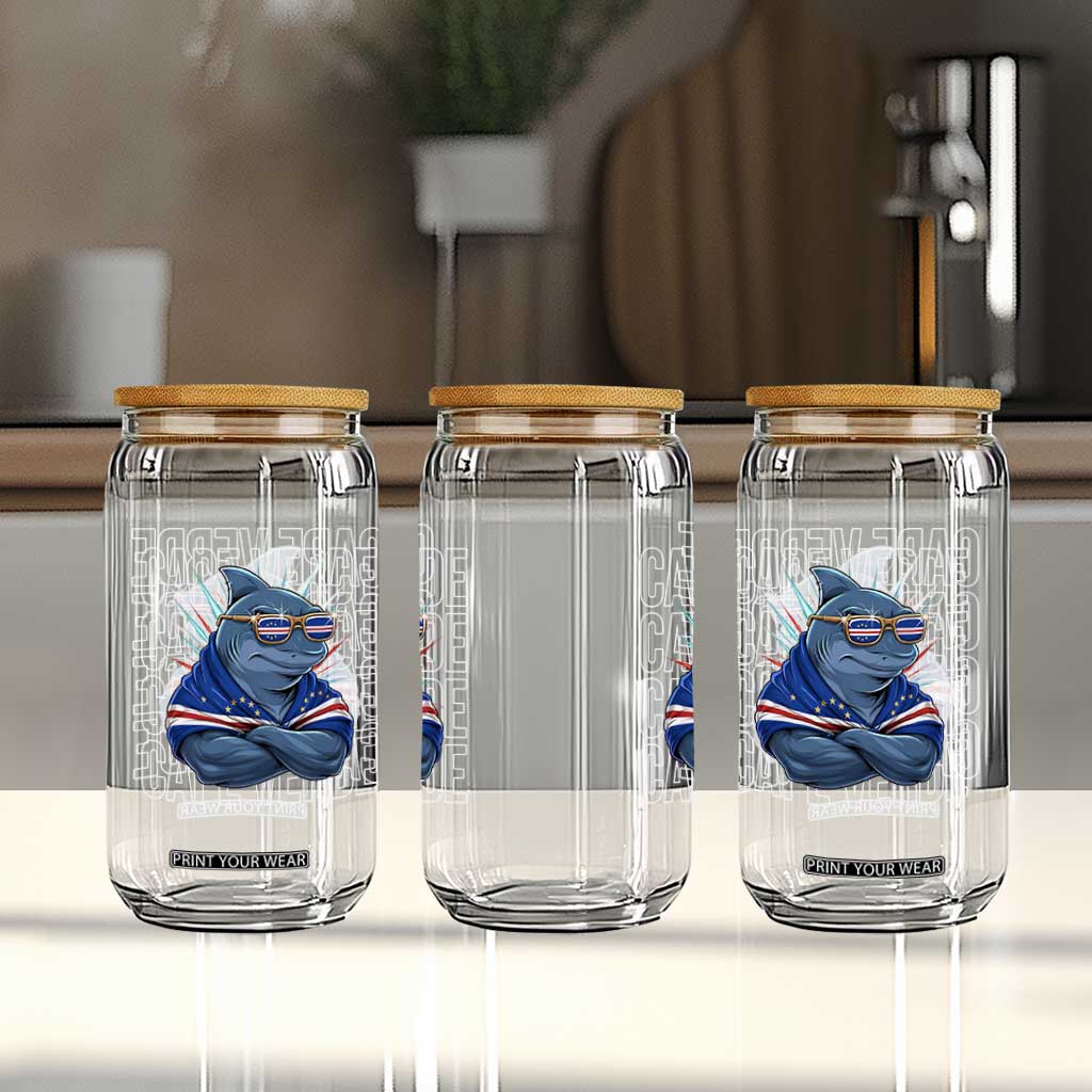 Cape Verde Flag Shark Cape Verdean Roots Cabo Verde Glass Can TS14 Print Your Wear
