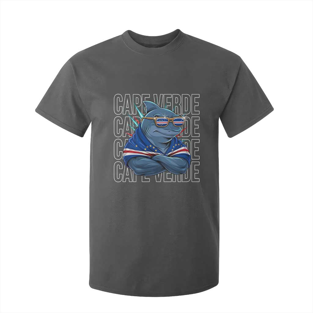 Cape Verde Flag Shark Cape Verdean Roots Cabo Verde T Shirt For Kid TS14 Dark Heather Print Your Wear