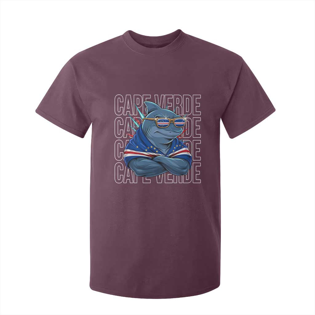 Cape Verde Flag Shark Cape Verdean Roots Cabo Verde T Shirt For Kid TS14 Maroon Print Your Wear