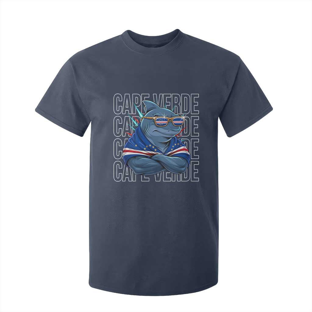 Cape Verde Flag Shark Cape Verdean Roots Cabo Verde T Shirt For Kid TS14 Navy Print Your Wear
