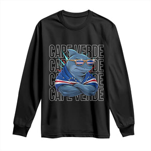 Cape Verde Flag Shark Cape Verdean Roots Cabo Verde Long Sleeve Shirt TS14 Black Print Your Wear