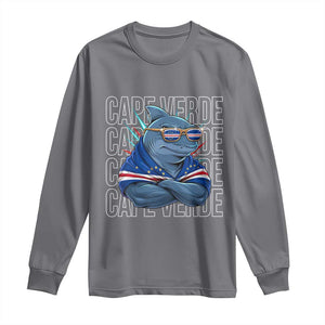 Cape Verde Flag Shark Cape Verdean Roots Cabo Verde Long Sleeve Shirt TS14 Charcoal Print Your Wear