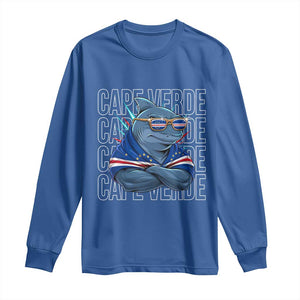 Cape Verde Flag Shark Cape Verdean Roots Cabo Verde Long Sleeve Shirt TS14 Royal Blue Print Your Wear