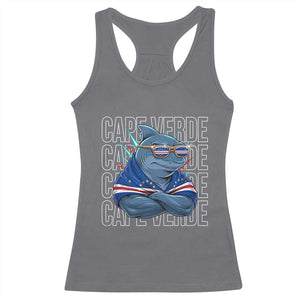 Cape Verde Flag Shark Cape Verdean Roots Cabo Verde Racerback Tank Top TS14 Charcoal Print Your Wear