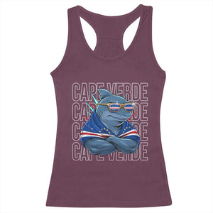 Cape Verde Flag Shark Cape Verdean Roots Cabo Verde Racerback Tank Top TS14 Maroon Print Your Wear