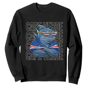 Cape Verde Flag Shark Cape Verdean Roots Cabo Verde Sweatshirt TS14 Black Print Your Wear