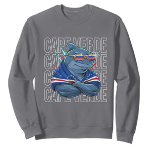 Cape Verde Flag Shark Cape Verdean Roots Cabo Verde Sweatshirt TS14 Charcoal Print Your Wear