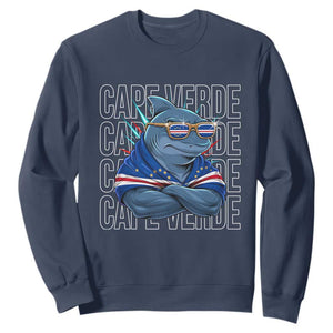 Cape Verde Flag Shark Cape Verdean Roots Cabo Verde Sweatshirt TS14 Navy Print Your Wear