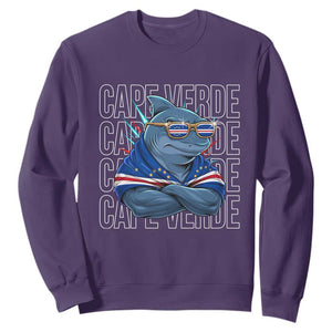 Cape Verde Flag Shark Cape Verdean Roots Cabo Verde Sweatshirt TS14 Purple Print Your Wear