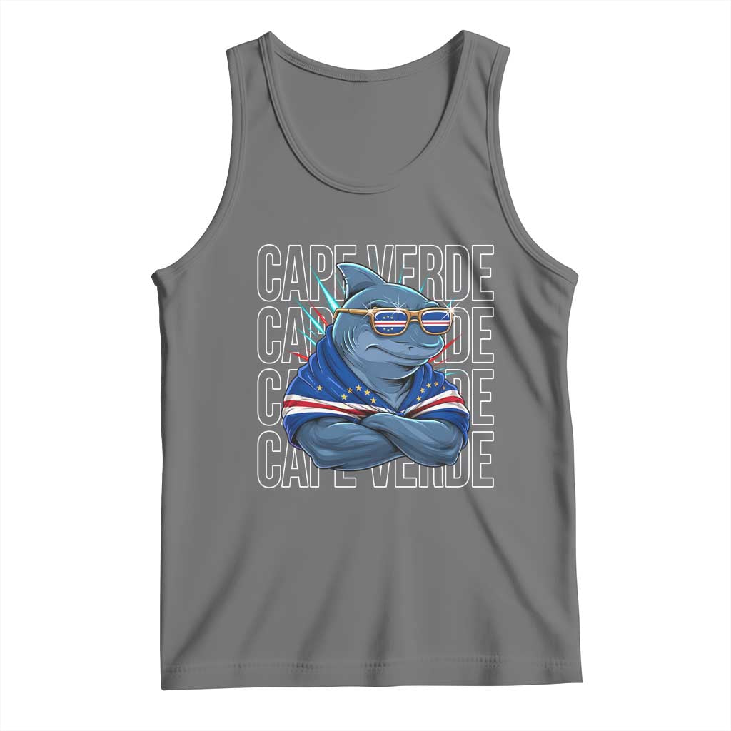 Cape Verde Flag Shark Cape Verdean Roots Cabo Verde Tank Top TS14 Black Heather Print Your Wear