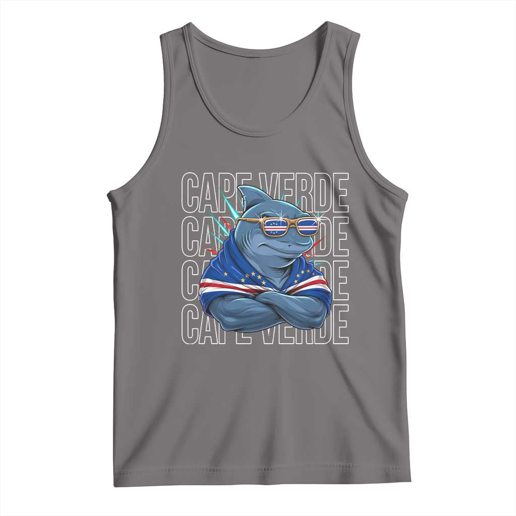 Cape Verde Flag Shark Cape Verdean Roots Cabo Verde Tank Top TS14 Deep Heather Print Your Wear