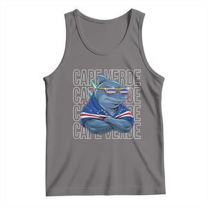 Cape Verde Flag Shark Cape Verdean Roots Cabo Verde Tank Top TS14 Deep Heather Print Your Wear