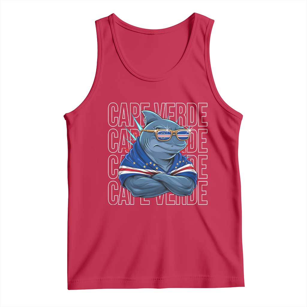 Cape Verde Flag Shark Cape Verdean Roots Cabo Verde Tank Top TS14 Red Print Your Wear